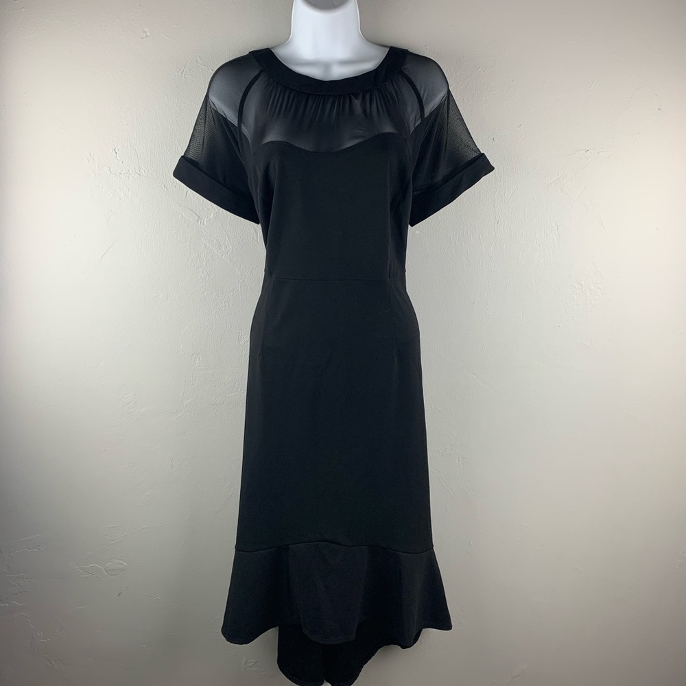 ENFOCUS WOMEN BLACK AND SHEER DRESS - 16W